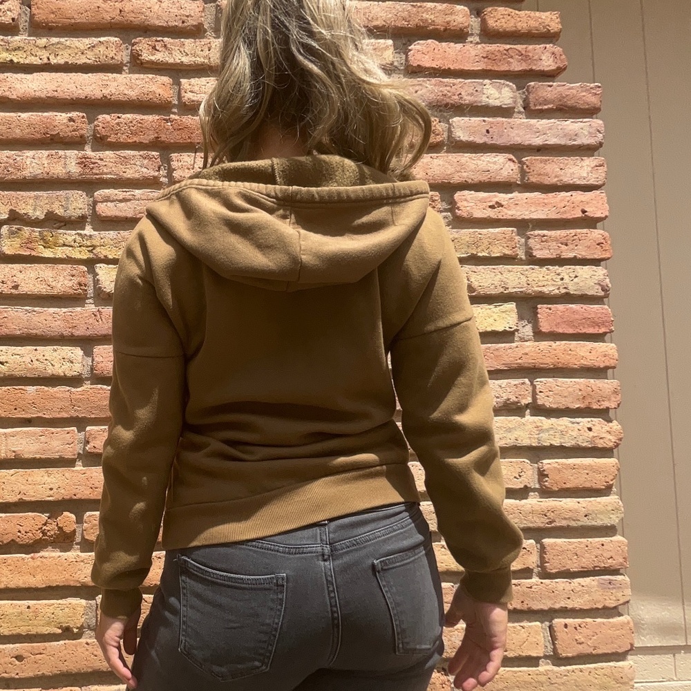 Zenana Zip Up Hoodie Women’s XS Olive Green/Brown - Picture 5 of 6